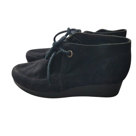 Robert Clergerie Women's EU 40/US 9 Black Wedge Suede Lace Up Ankle Booties - Picture 1 of 7